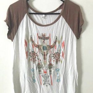 Western wear brown and white tee